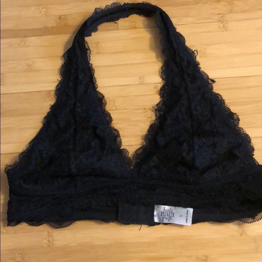 Black halter lace bralette